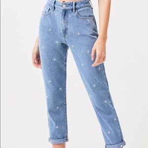 PacSun daisy embroidered mom jeans